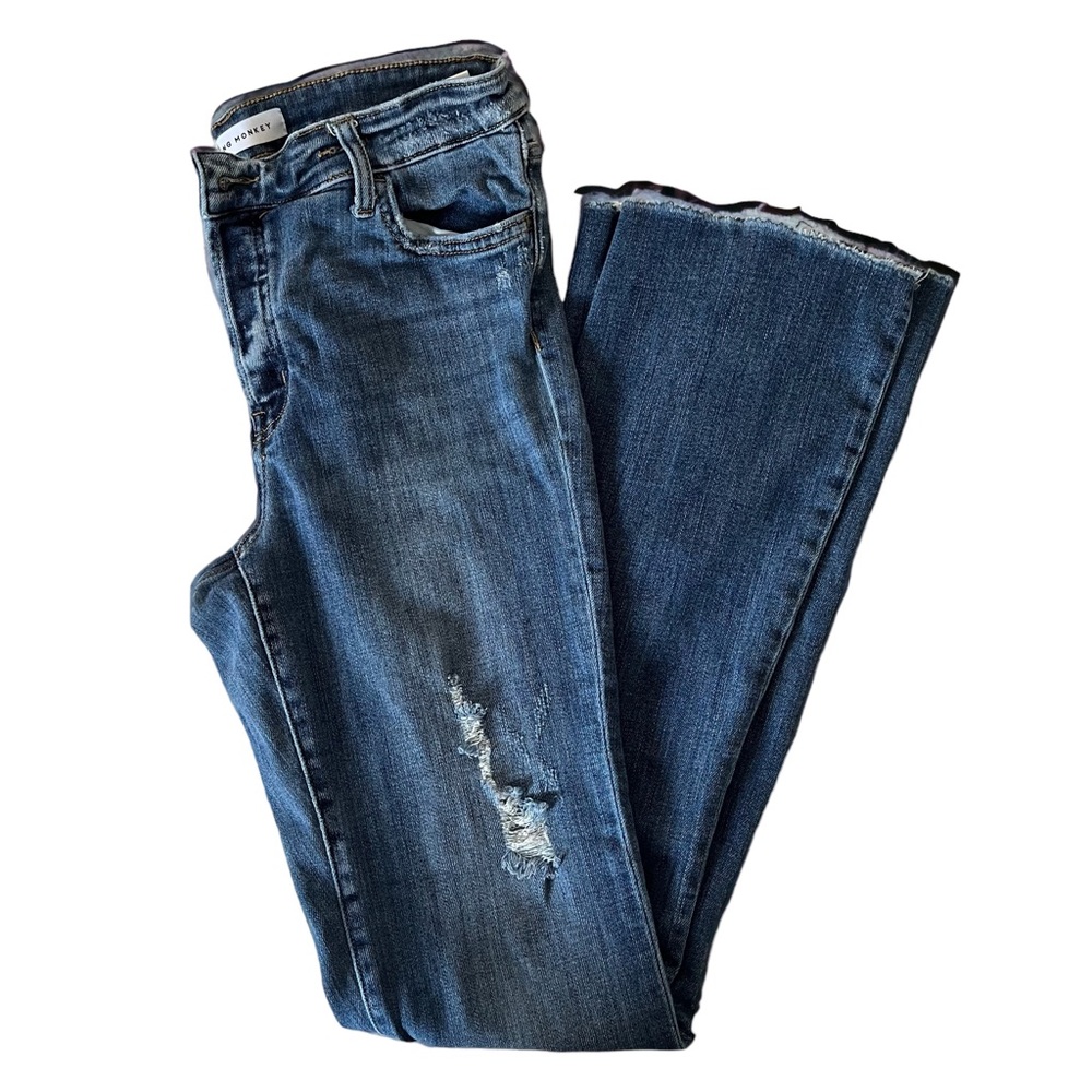 Y2k Vintage Flared Ripped Jeans Dark Wash Women’s 28